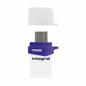 USB-накопитель Integral Micro Fusion USB 3.0 OTG с разъёмами USB-A и Micro-USB, 16 GB, белый