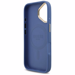 Guess 4G Strass Logo & Big Strap Metal Buttons MagSafe case for iPhone 17 blue