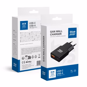 Įkroviklis Blue Star (TFK-SC-25WAC) (1xUSB; 1xUSB-C) 3A (25W) juodas