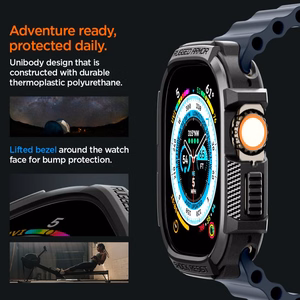 Spigen Rugged Armor dėklas, skirtas Apple Watch Ultra 49 mm, matinis juodas