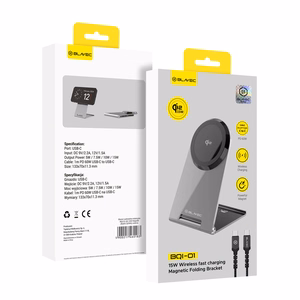 Blavec indukcinis įkroviklis BQI-01 Qi2 15W magnetinis Magsafe + Raptor laidas type C į type C (BQI01-QI2MS) sidabrinis
