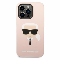 Karl Lagerfeld KLHMP14XSLKHLP iPhone 14 Pro Max 6.7 "kietasis dėklas šviesiai rožinis / šviesiai rožinis silikoninis Karl`s Head Magnetinis