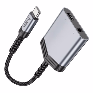 Adapteris Hoco (LS39) iš USB-C į (USB-C; 3,5mm) juodas