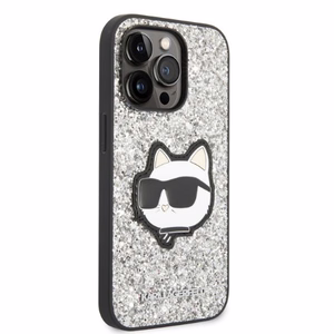 Karl Lagerfeld KLHCP14XG2CPS iPhone 14 Pro Max 6.7" sidabrinis/sidabrinis kietasis dėklas Blizgučiai Choupette Pleistras