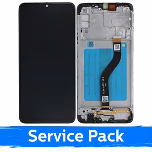 Ekranas skirtas Samsung A207 A20s juodas su rėmeliu (Service Pack)