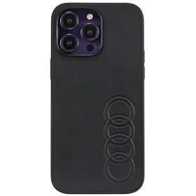 Audi sintetinės odos dėklas telefonui iPhone 14 Pro Max 6.7" juodas/juodas kietas dėklas AU-TPUPPCIP14PM-TT/D1-BK