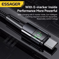 USB Kabelis Essager "Ultra" tamsiai pilkas "Type-C / Type-C" 200cm (iki 240W!!!)