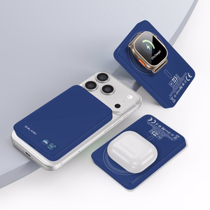 Blavec išorinė baterija 10000mAh BJ-04 Slim 13,5mm - Type C - 22,5W magnetinė Magsafe 3 in 1 (PBBJ04-MC10N) tamsiai mėlyna stiklas