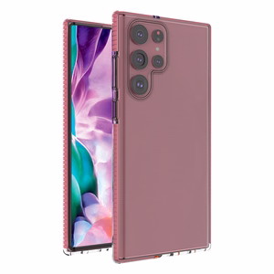 Spring Case dėklas su spalvotu rėmeliu Samsung Galaxy S22 Ultra šviesiai rožinis