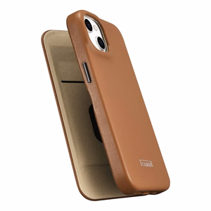 iCarer CE Premium odinis folio dėklas iPhone 14 Plus su MagSafe magnetiniu flipu - brūdas