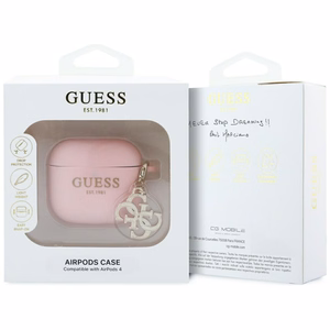 Guess Dėklas AirPods 4 Silikoninis 4G Charm rožinis