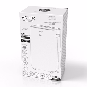 Adler осушитель и очиститель воздуха 2 в 1 AD 7863, мощность 420 Вт, для помещений до 140 м³, объём резервуара для воды 6.5 л, белый