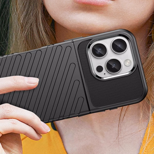 Thunder dėklas telefonui iPhone 16 Pro silikoninis dėklas - juodas