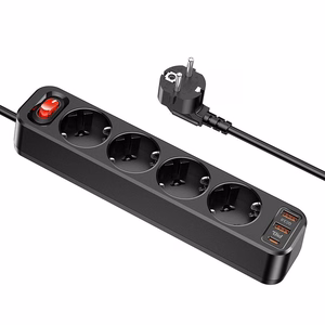 Įkroviklis-prailgintuvas Hoco NS1 (2xUSB; 1xUSB-C; 4xEU socket; 3A 20W) juodas