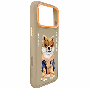 Smėlio spalvos NIMMY ŠAUNUS ŠUO SU AKINIAIS dėklas IPHONE 18 Pro Max/17 Pro Max