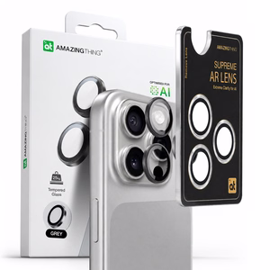 AmazingThing AR Aluminum 3 Lens Glass с рамкой объектива камеры для iPhone 16 Pro / 16 Pro Max - чёрный