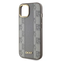 DKNY Odinis languotas mono raštas magnetinis iPhone 15 dėklas - smėlinis