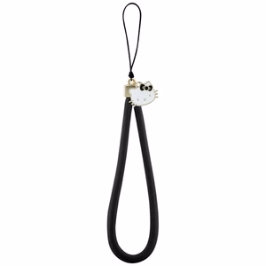 Juodas „Hello Kitty Nylon Cord Kitty Head“ telefono pakabukas