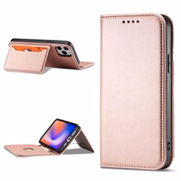 Magnetinis dėklas kortelėms iPhone 12 Pro dėklas kortelių piniginė kortelių stovas rožinis