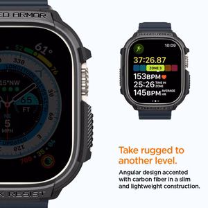 Spigen Rugged Armor dėklas, skirtas Apple Watch Ultra 49 mm, matinis juodas