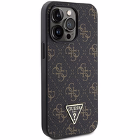 Guess 4G Triangle Metal Logo dėklas iPhone 14 Pro - juodas