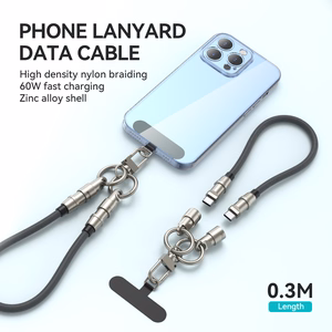 BWOO dirželis kabelis USB-C - USB-C 0.3m 60W su dirželiu