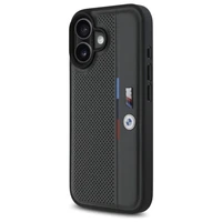 BMW M perforuota trispalvė linija iPhone 16 dėklas - tamsiai pilkas