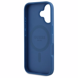 Guess GUHMP16SP4ROPEMCB iPhone 16 6.1" mėlynas/mėlynas kietas dėklas 4G Gėlių Raštas Magnetinis