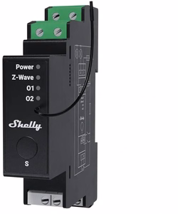 Shelly Wave Pro 2PM LR dviejų kanalų Z-Wave DIN bėgelio valdiklis