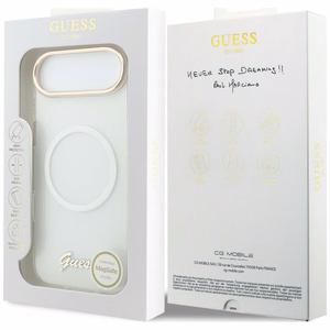 Guess IML Gradient Script Metal MagSafe Dėklas for iPhone Air - baltas