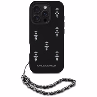 Karl Lagerfeld Saffiano Crystals su grandine dėklas telefonui iPhone 16 Pro - juodas