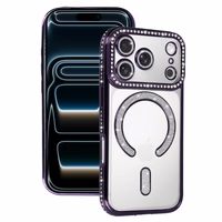 Bling Magsafe violetinis dėklas telefonui iPhone 17 Pro Max