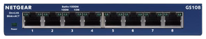 NETGEAR GS108GE tinklo komutatorius Ne-valdomas Gigabit Ethernet (10/100/1000) Mėlyna