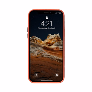 Crong Essential Cover Magnetic dirbtinės odos dėklas, skirtas iPhone 12 Pro Max, su MagSafe, raudonas