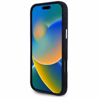 Guess Džinsinis trikampio logotipas MagSafe dėklas iPhone 16 Pro - juodas