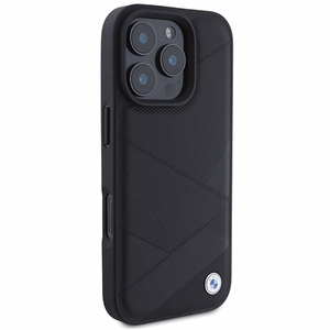 BMW Signature Odinis Dėklas su Linijų Raštu iPhone 16 Pro - Juodas