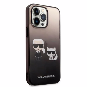 Karl Lagerfeld KLHCP14LTGKCK iPhone 14 Pro 6.1 "kietas dėklas juodas/juodas Gradientinis Ikonik Karl & Choupette