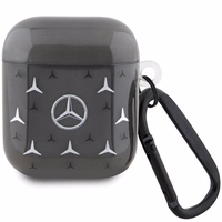 Mercedes MEA28DPMGS AirPods 1/2 dėklas su didelio žvaigždės rašto dizainu, juodas
