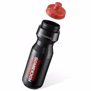 Rockbros 750 ml dviračio gertuvė - skaidri juoda su raudonu antgaliu