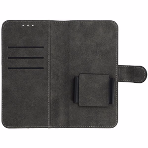 COMMON universalus knygos tipo dėklas (DYDIS M) Samsung S21/S10/Note/Note 2/Note 3/Huawei P30 Lite/P9/P9 Lite/Sony Xperia Z3/Z4/Z5, juodas