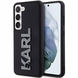 Karl Lagerfeld 3D Guminis Blizgus Logotipas dėklas Samsung Galaxy S24 - juodas