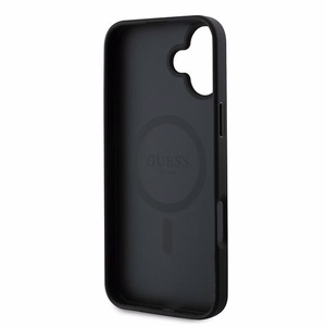 Dėklas telefonui Guess Grūdėtas auksinis žiedas MagSafe iPhone 16 Plus - juodas