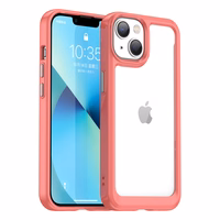 Outer Space dėklas telefonui iPhone 14 kietas dangtelis su geliniu rėmeliu raudonas