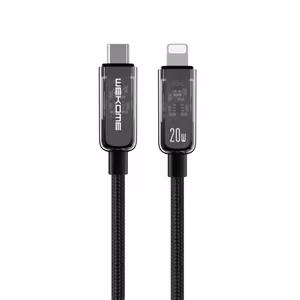 WEKOME WDC-181 Vanguard Series USB-C–Lightning įkrovimo ir duomenų laidas, 1 m, PD 20 W, juodas