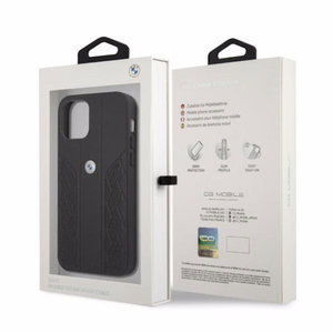 BMW Odinis išlenktas perforuotas dėklas iPhone 12 / iPhone 12 Pro - juodas