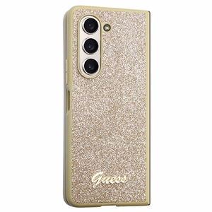 Guess Glitter Script dėklas telefonui Samsung Galaxy Z Fold 5 - auksinis