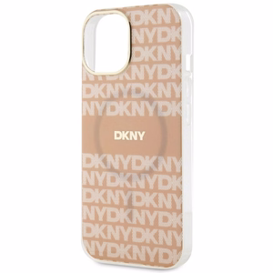 DKNY IML mono ir juostų magnetinis dėklas telefonui iPhone 15 / 14 / 13 - rožinis