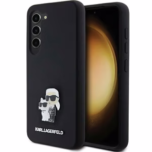 Karl Lagerfeld Silicone Karl&Choupette Metal Pin чехол для Samsung Galaxy S23 - чёрный