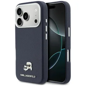 KARL LAGERFELD case for IPHONE 17 Pro compatible with MagSafe KLHMP17L6PFKCLB (PU FW W/ K&C Head Pin) blue