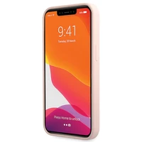 Dėklas Guess GUHCP13XLSLMGLP iPhone 13 Pro Max 6.7" šviesiai rožinė/šviesiai rožinė kietas dėklas Silikoninis Užrašas Auksinis Logotipas
